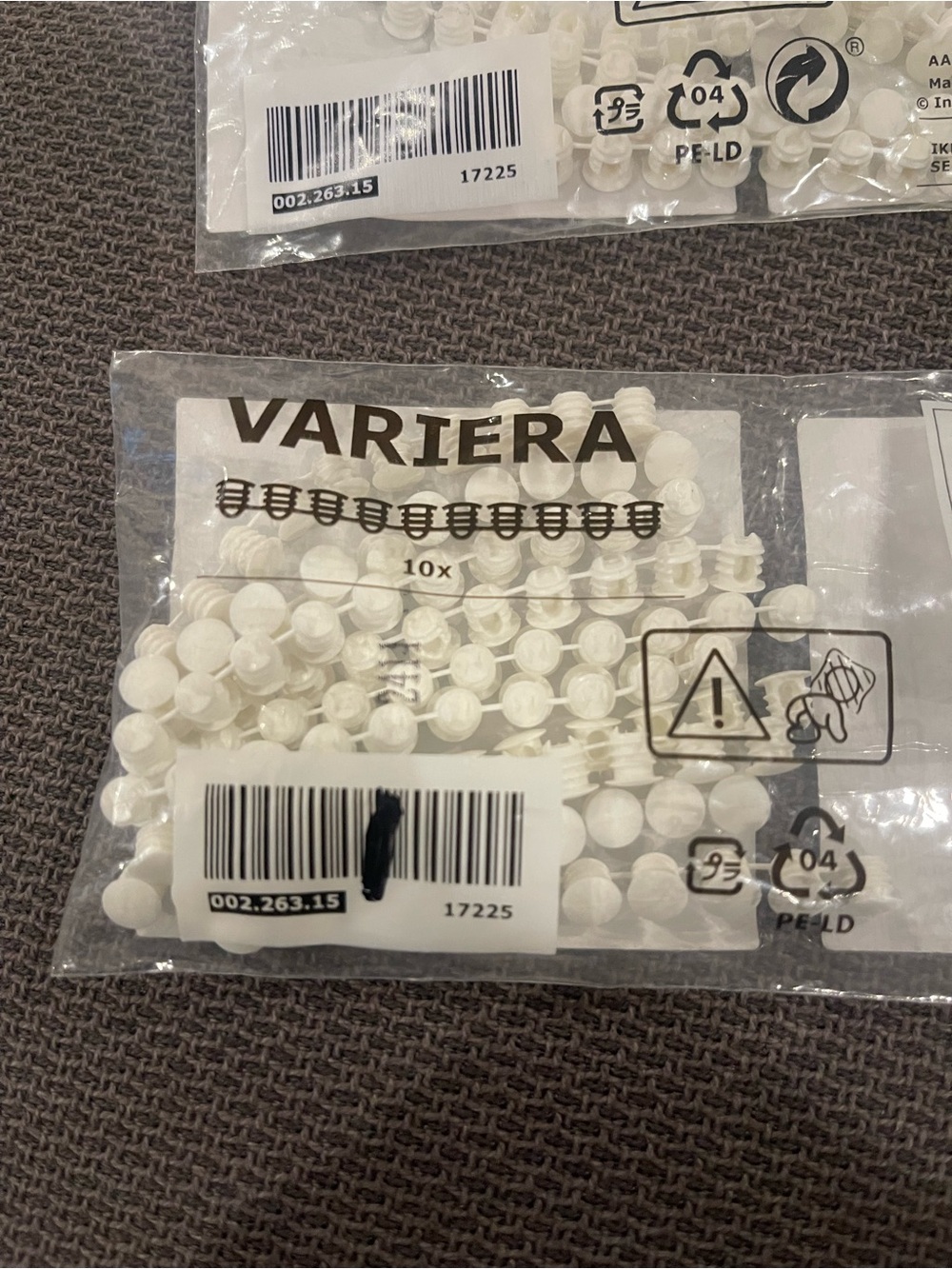 IKEA VARIERA White Cable Clips - Pack of 10 (2 Packs Shown)